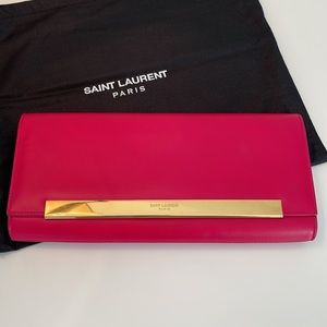 YSL Saint Laurent Lutetia Flap Clutch, Pink